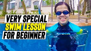 Incredible Swimming lesson with an amazing Beginner girl