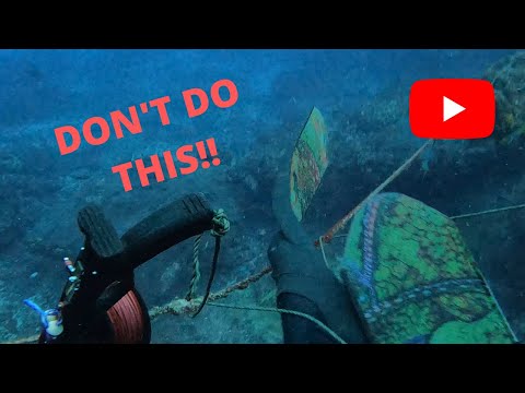 Tangled 20 meters under water while spearfishing