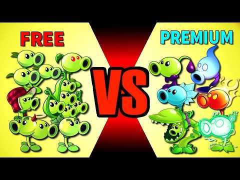 All Peashooters FREE vs PREMIUM - Who Will Win? - Pvz 2 Team Plant vs Team Plant