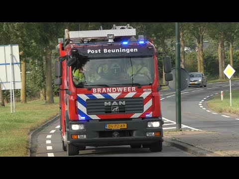 Prio 1 Brandweer Beuningen TS 08-4231 met spoed naar verschillende meldingen