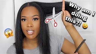 I CANT WAIT ANYMORE!! WATCH ME STRAIGHTEN AND SELF TRIM MY NATURAL HAIR AFTER 1 YEAR!!!