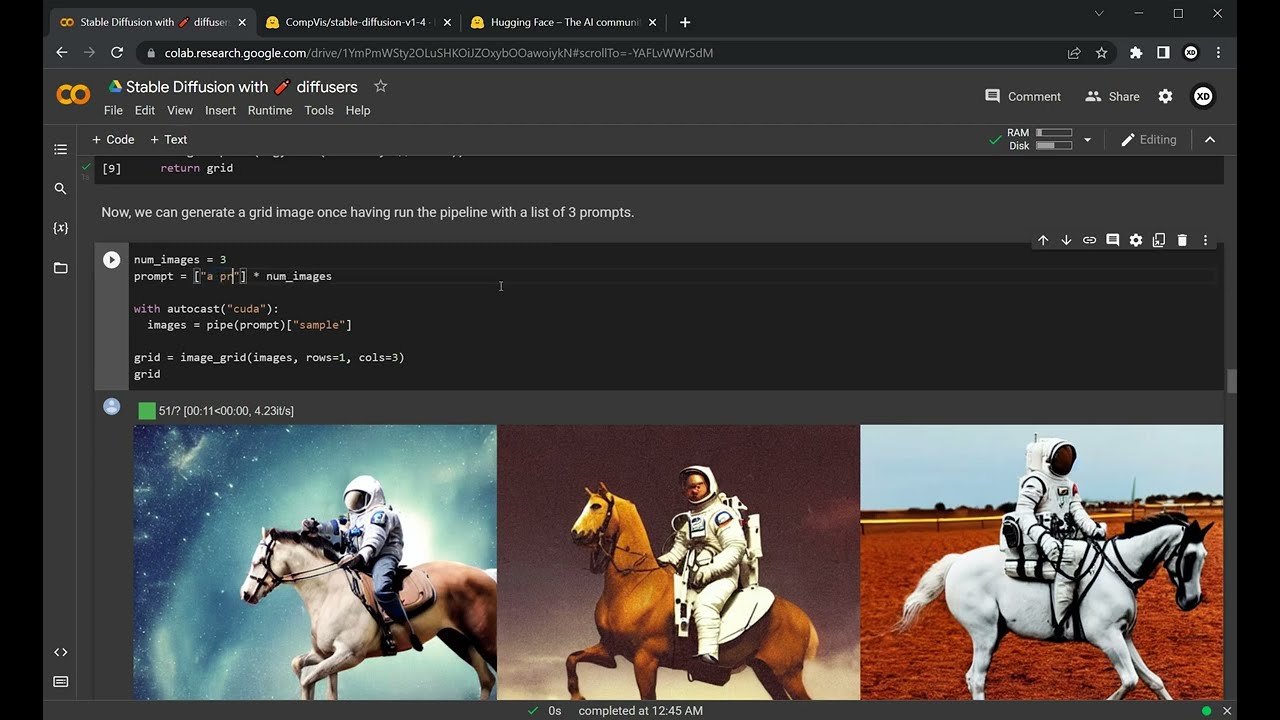 Run Stable Diffusion from Hugging Face on Google Colab (First Run)