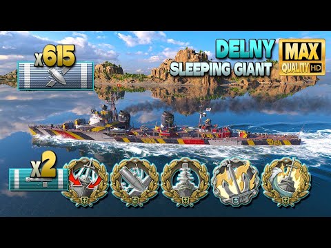 Destroyer Delny: Efficient on map Sleeping Giant - World of Warships