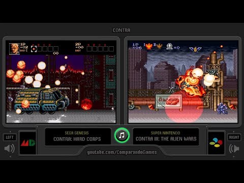Contra (Sega Genesis vs Snes) Side by Side Comparison