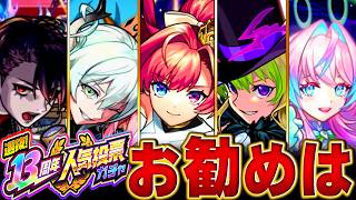 【モンスト】どれ引くべき？全キャラ順位判明！13周年人気投票ガチャお勧め度BEST6　#モンスト  #モンストニュース