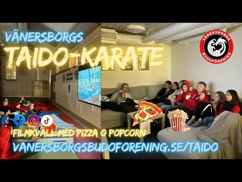 Filmkväll med pizza o popcorn på klubben #taido #pizza #gemenskap @VanersborgsTaido-Karate