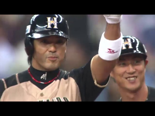 【CS 1st】6回表 ファイターズ代打・稲葉 ライト前へ同点タイムリーヒット!!  2014/10/14 Bs-F