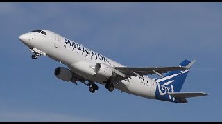 4K | Special Visitor! | E175(LR) - Marathon Airlines take off at EDJA-Memmingen Airport | 01.2024