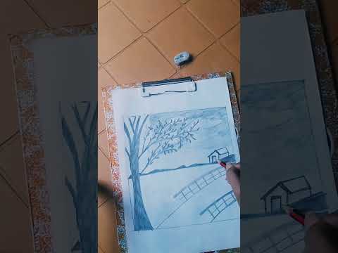 How to Draw Night Scenary #art #sketch  #scenery #Rashika art #scenerydrawing