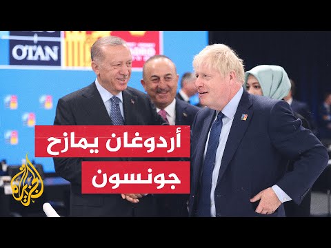 مزاح دبلوماسي بين أردوغان ورئيس الوزراء البريطاني خلال قمة النيتو