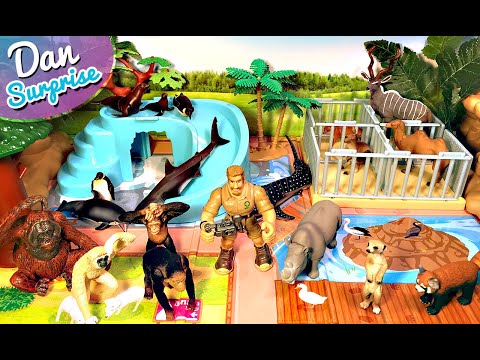 Takara Tomy Zoo Animals Playset - Shark, Dolphin, Panda, Monkey, Rhino, Whaleshark, Seal