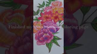 Finished Coloring Page: Lilies & Peony Roses - Realistic Flower Coloring Book #finishedcoloringpages