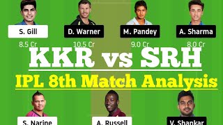 KOL vs SRH IPL 8th Match Dream11, KKR vs SRH Dream 11 Today Match, KOL vs SRH Dream11, IPL 2020