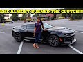 TEACHING ABSOLUTELY AMBER HOW TO DRIVE MY MANUAL ZL1 I MADE A BIG MISTAKE