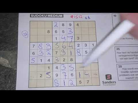 Daily Sudoku practice continues. (#1512) Medium Sudoku puzzle. 09-12-2020