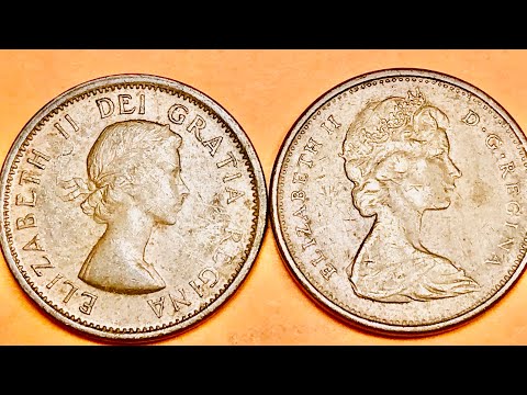 1 Cent QEII Coins Canada 1964 and 1965 - Canadian Penny Changes QEII Portrait