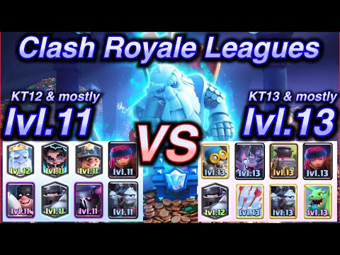 Level 11 cards vs level 13 Clash Royale Leagues KT12 vs KT13 max troops
