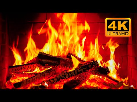 FIREPLACE 4K 🔥 Fireplace video with Burning Logs & Fire Sounds. Christmas Fireplace