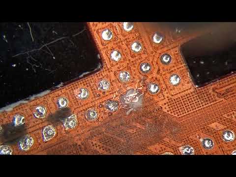 Restoration of Apple's A13 processor pins by Maxim Antropov with Nikon smz-u + plapo 1.2x. landscape