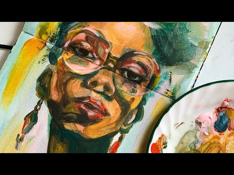 Portrait Painting Practice | Acrylic Paints | Art Style | Daler Rowney Graduate | Jasvir Kambo