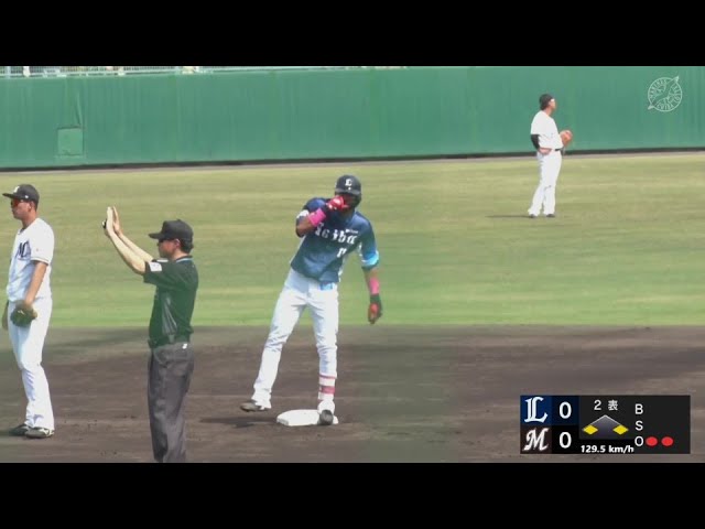 【ファーム】落ちる球を上手く打ち返す!! ライオンズ・モンテル 先制となるタイムリーヒット!! 2024年4月7日 千葉ロッテマリーンズ 対 埼玉西武ライオンズ