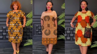 MISHONO YA MAGAUNI MAFUPI YA VITENGE STUNNING SHORT FREE ANKARA SHIFT DRESS 2024.