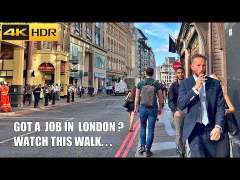 How Londoners go to Work | London Rush Hour Walk | Walking in London's Financial District [4K HDR]