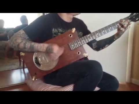 6 string film can acoustic Electric Resonator Guitar cigar box / Muddy BluesBox DEMO