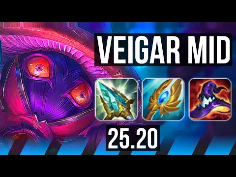 VEIGAR vs AHRI (MID) | 8 solo kills, 16/3/6, Dominating | EUW Diamond | 25.20