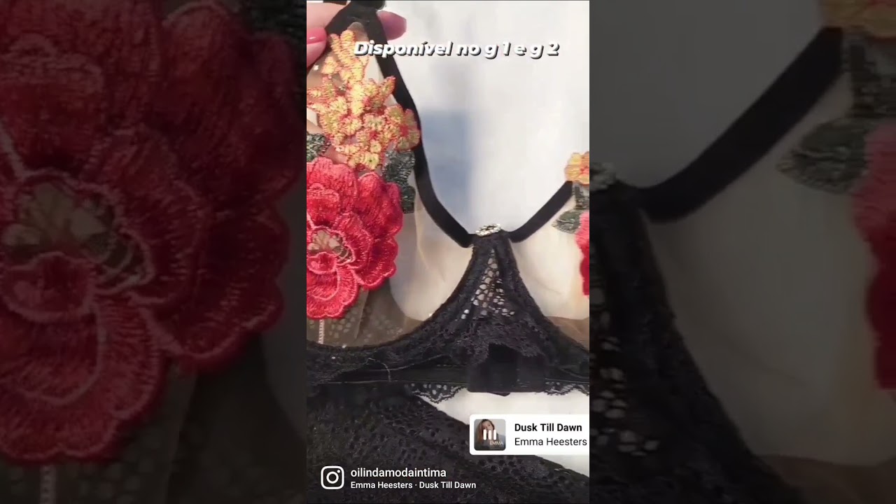 conjunto Lingerie plus size preto com tule e com aplicação em flor disponível na oilindamodaintima