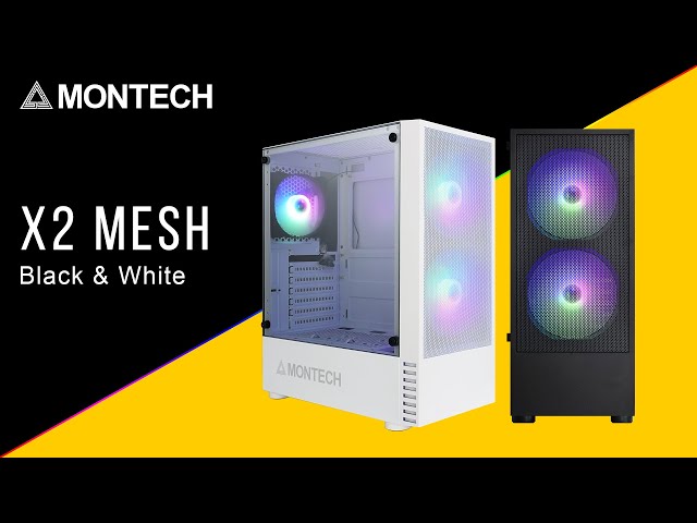 Vỏ case máy tính Montech X2 Mesh - White (3 FAN LED RGB cài đặt sẵn)