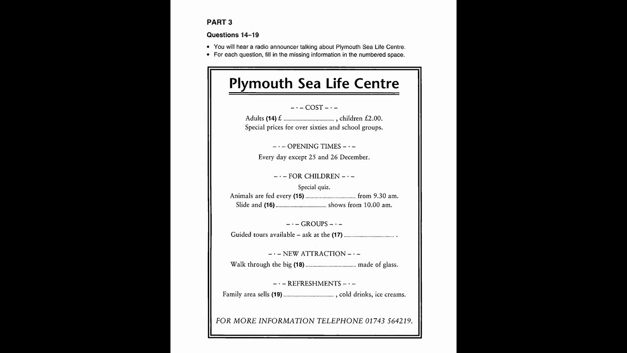 PET 3 Listening Test 1 Part 3