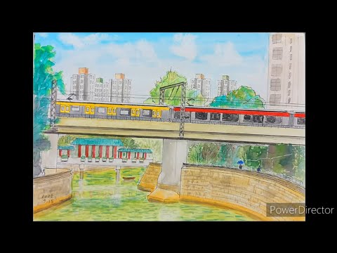 塗鴉5。水彩畫。香港大埔風情畫。錦山路。