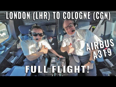 LONDON 🇬🇧 (LHR) TO COLOGNE 🇩🇪 (CGN)! FULL FLIGHT IN THE AIRBUS COCKPIT! | 6 cameras! | 4k quality