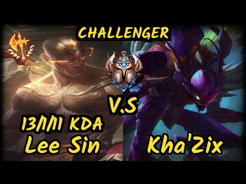 Vrow (LEE SIN) vs KHA'ZIX - 13/1/11 KDA JUNGLE CHALLENGER GAMEPLAY - EUW