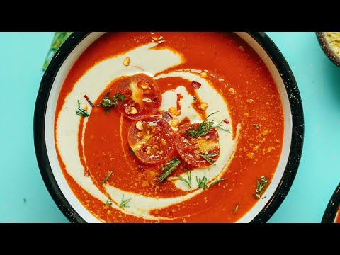 Creamy Roasted Red Pepper Tomato Soup | Minimalist Baker Recipes