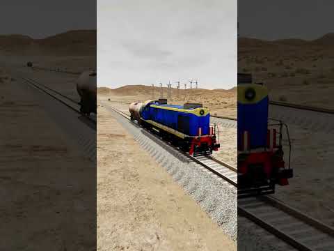 Impossible Weird Double U Shape Rail Wave Tracks VS Trains Crossing Giant Lava Crater - BeamNG.Drive