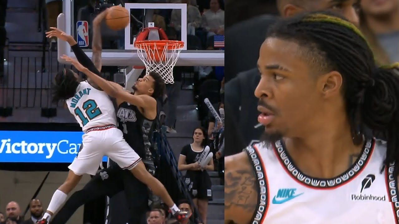 Ja Morant most insane poster dunk on Victor Wembanyama after the whistle 😳