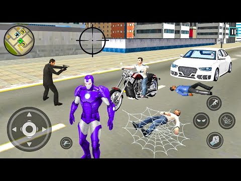 Super Iron-Man Rope Hero Vegas Crime Simulator | Fun At Military Base #7 - Android Gameplay