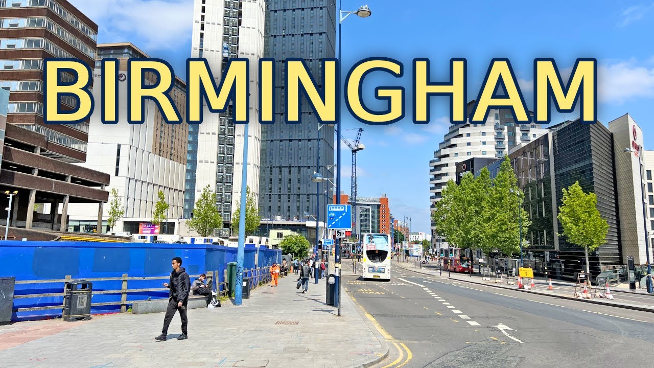 Immersive street-level walking tour through Birmingham, United Kingdom, showcasing authentic urban landscapes, local architecture, and the vibrant atmosphere of the city's neighborhoods