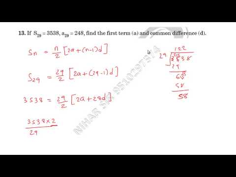 If S29 = 3538, a29 = 248, find the first term (a) and common difference (d).