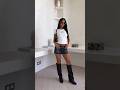 The Perfect Duo Oxford Tee Ziara Denim Mini Skirt Fashion Model Beauty Style Outfit Shorts