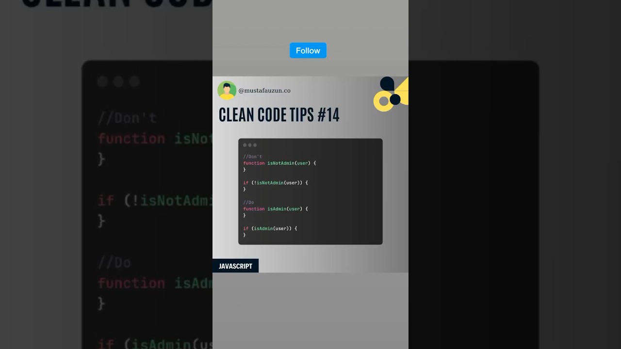 Javascript, Clean Code Tips - 14 #javascript