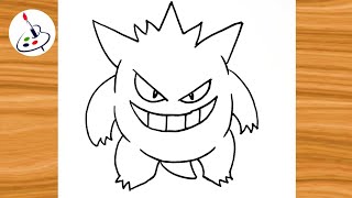 How to draw Gengar Pokemon step by step||Easy Drawing ideas for Beginners 