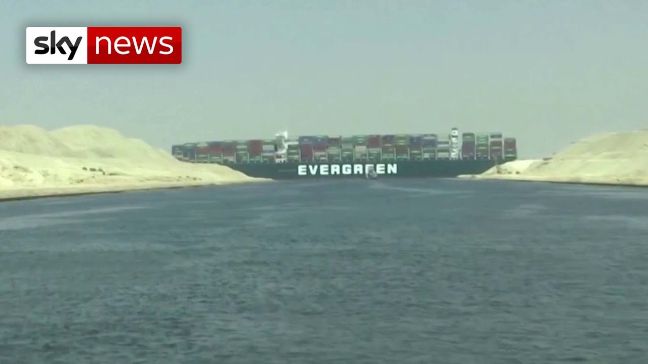 Stuck at sea: Cargo ship wedged in Suez Canal causes traffic jam