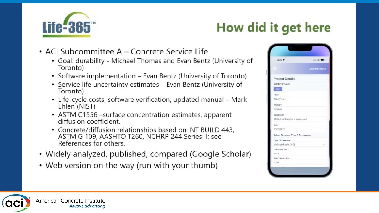 Life-365 Service Life Prediction Model™: For Reinforced Concrete Exposed to Chlorides