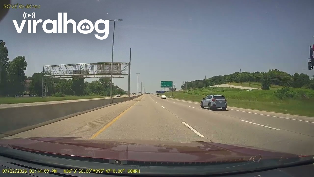 Flying Tire Bounces Across Interstate Traffic || ViralHog
