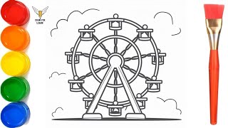 How to Draw Ferris Wheel drawing, Painting and Coloring for Kids & Toddlers | Draw, Paint and Learn