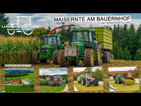 Maisernte am Bauernhof | Maishäckseln | 7 Traktoren auf 4 Fahrsilos | Bauernhofgeschichten | 4K