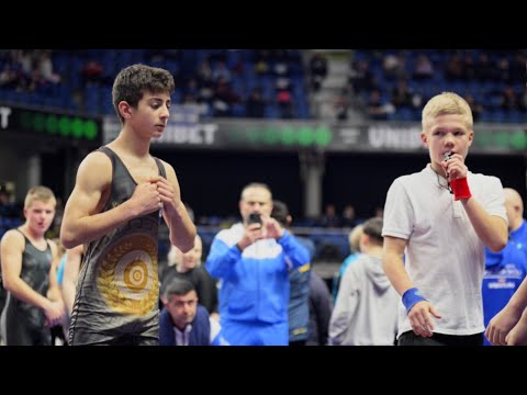 U15 S. Pavlidis (GRE) vs M. Klimov (ISR). Freestyle 57kg youth wrestling.